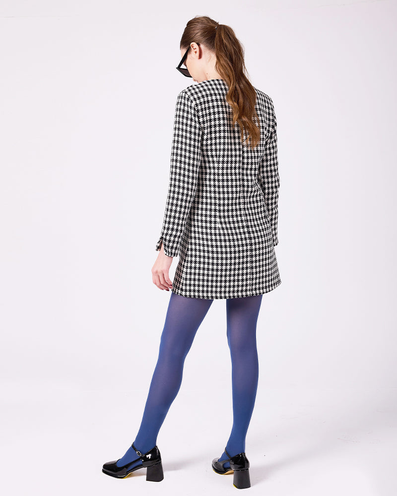 Siyah-Beyaz Kazayağı Elbise