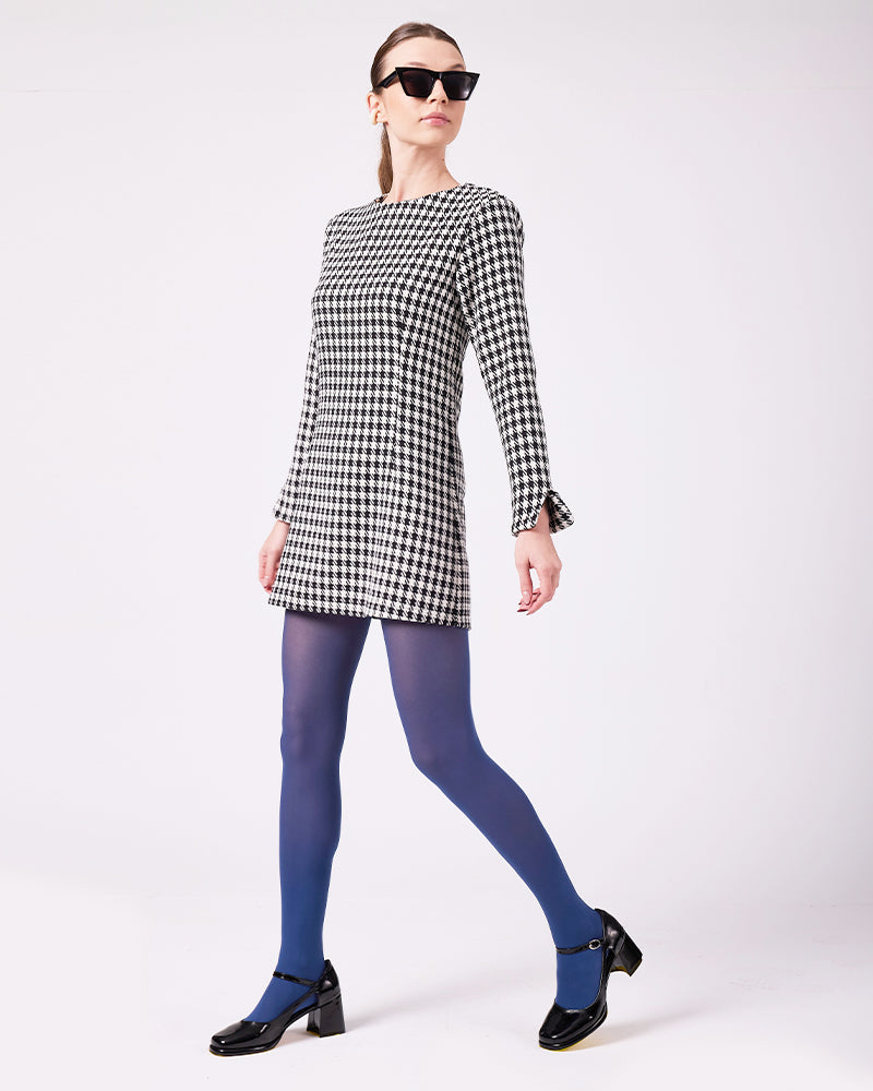 Siyah-Beyaz Kazayağı Elbise