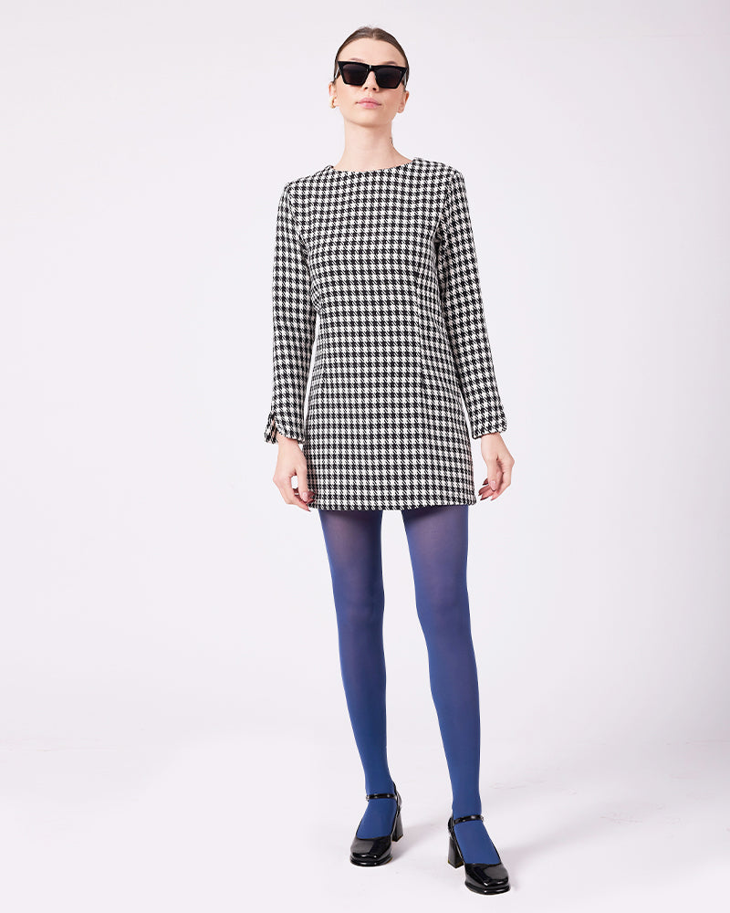 Siyah-Beyaz Kazayağı Elbise