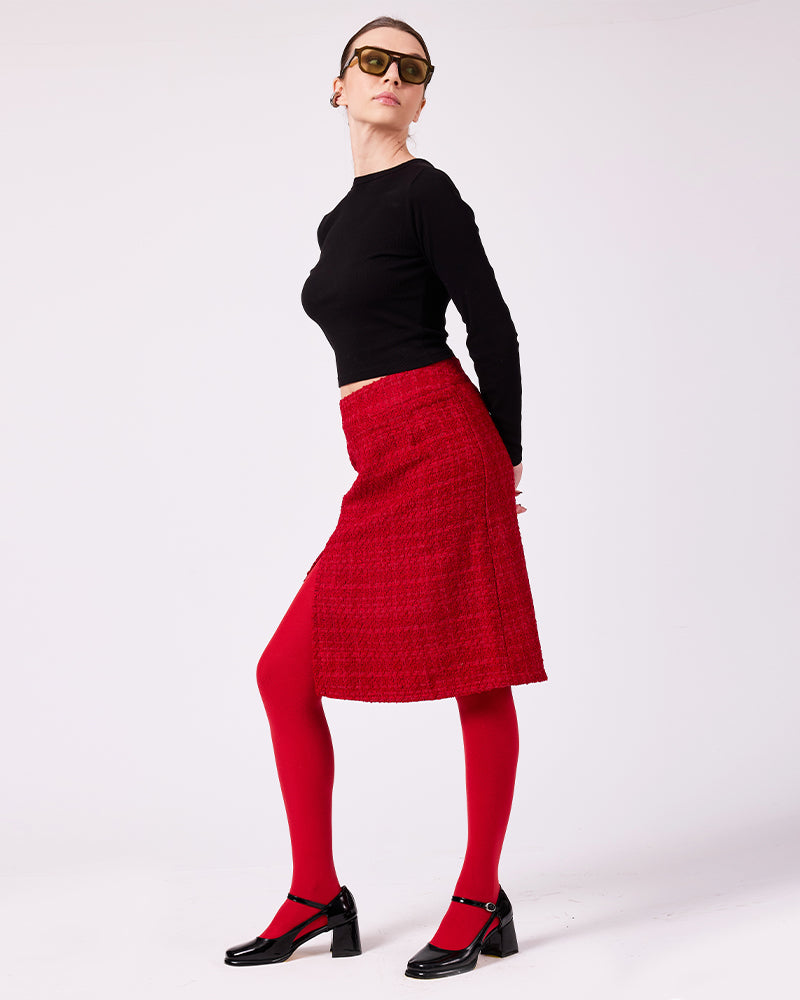 Kırmızı Midi Etek