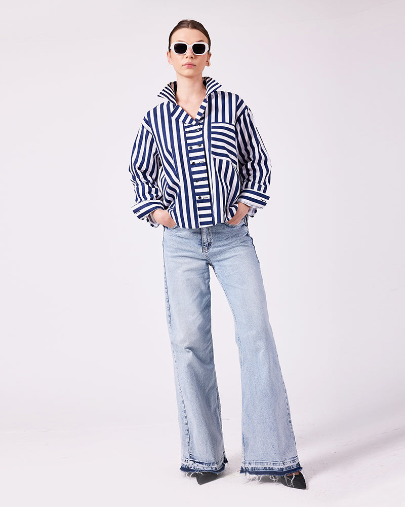 Lacivert Çizgili Gömlek