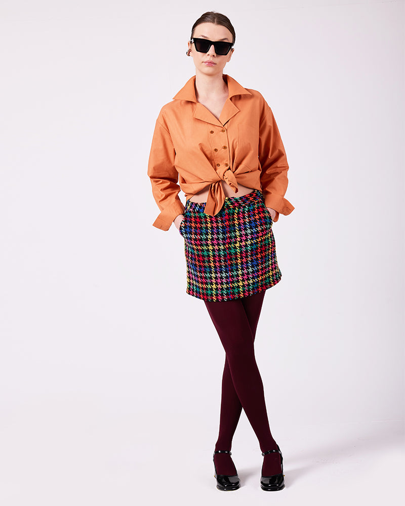 Renkli Kazayağı Mini Etek