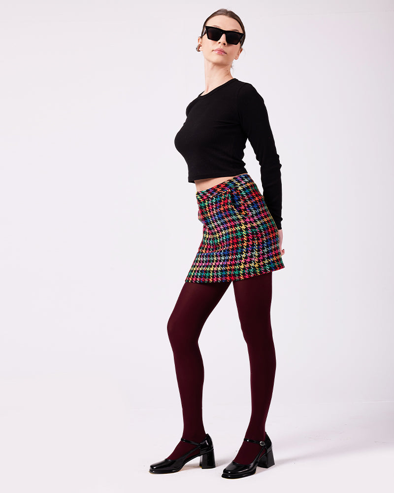 Renkli Kazayağı Mini Etek