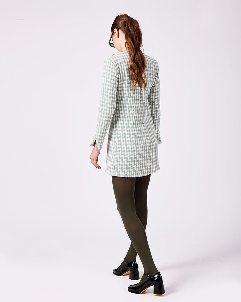 Mint-Beyaz Kazayağı Elbise