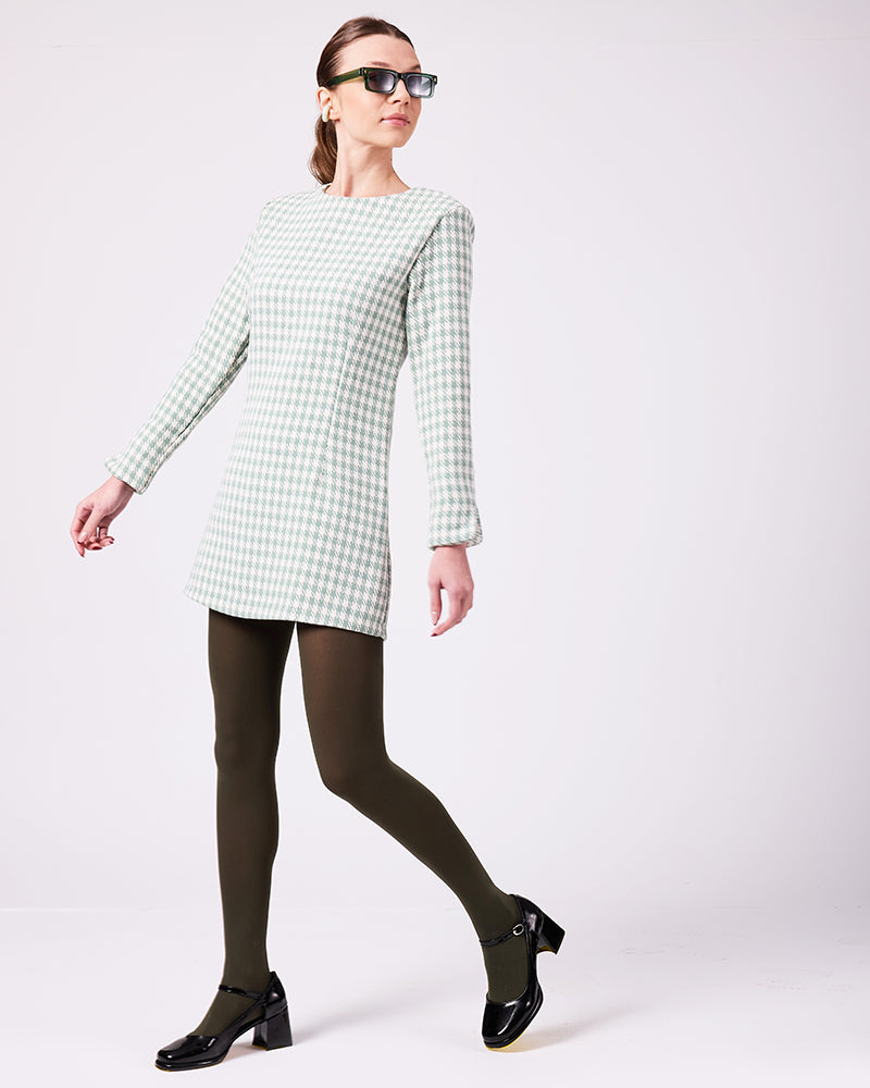 Mint-Beyaz Kazayağı Elbise