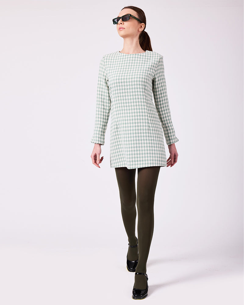 Mint-Beyaz Kazayağı Elbise