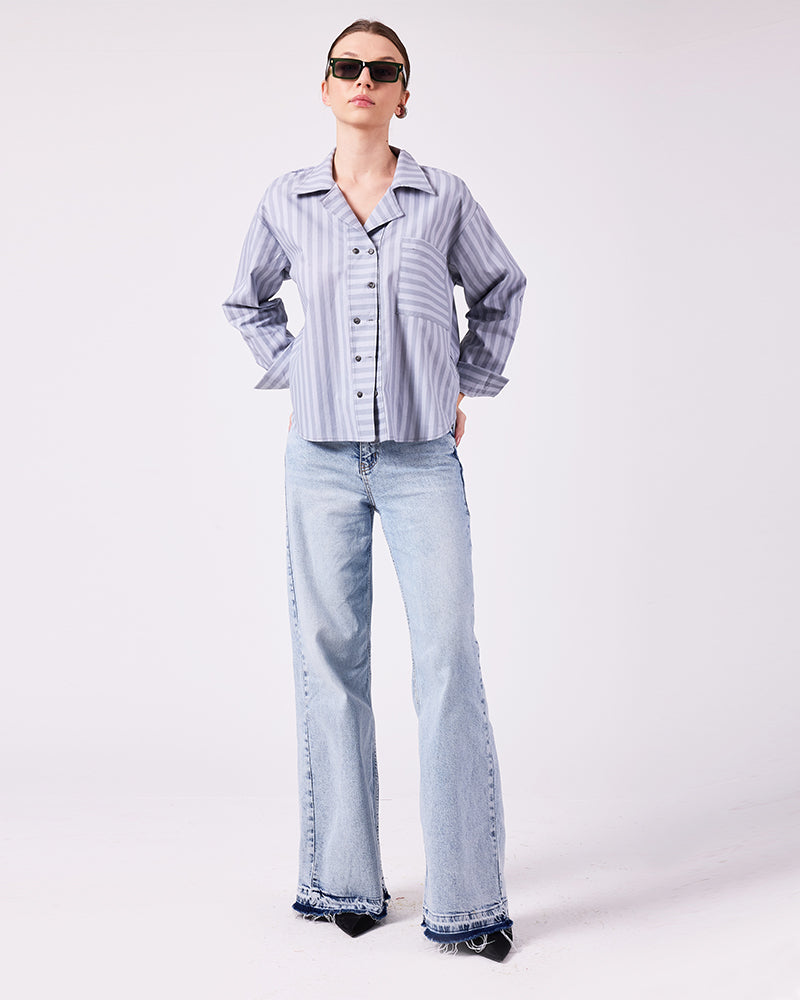 Gri Çizgili Gömlek