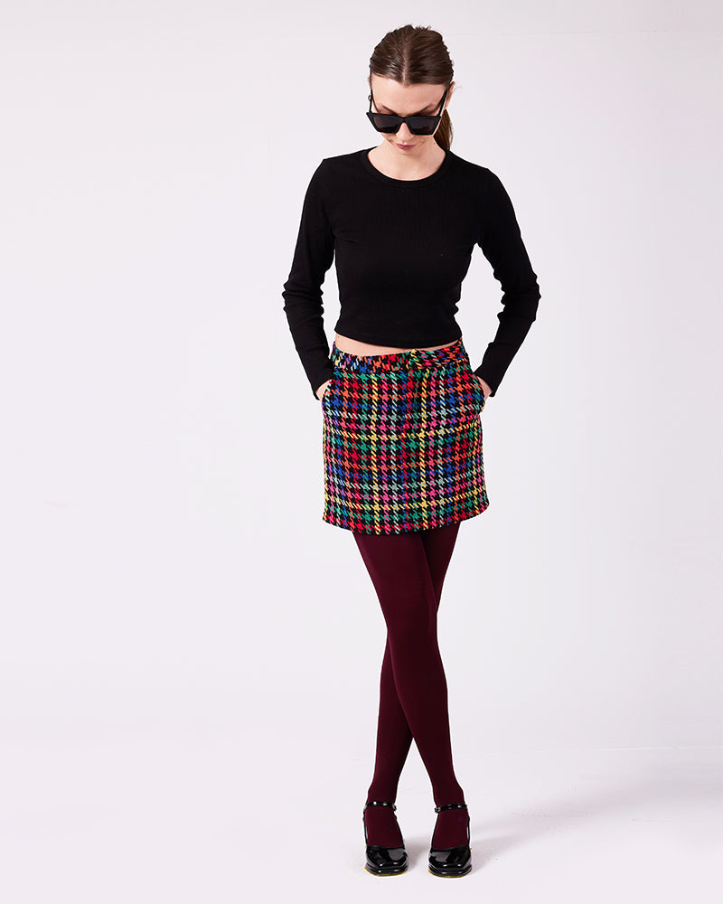 Renkli Kazayağı Mini Etek