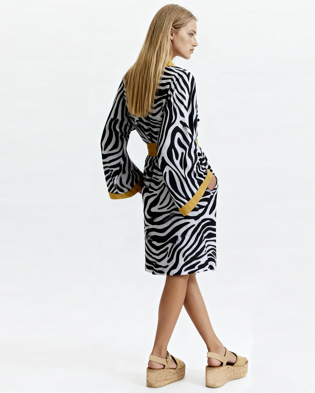 Zebra desenli elbise-kimono