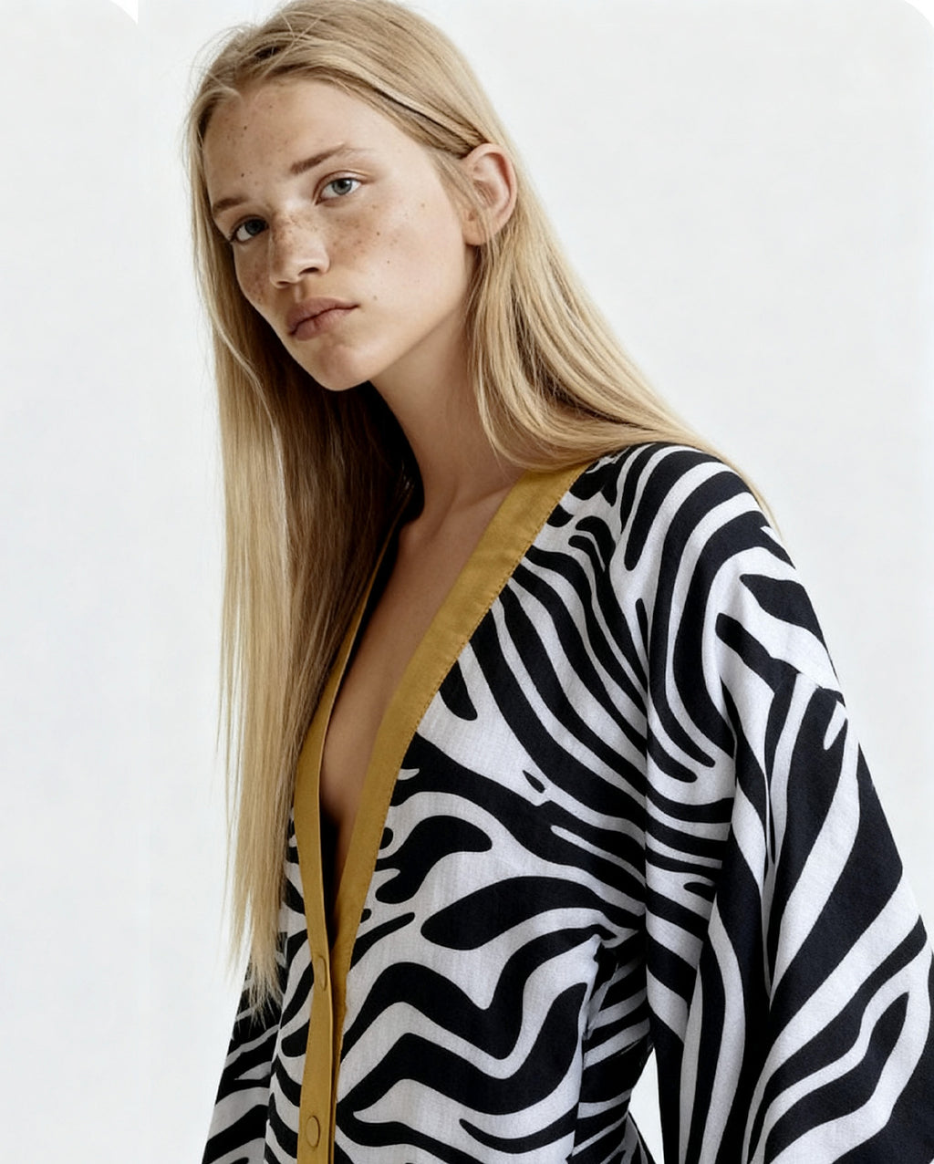 Zebra desenli elbise-kimono
